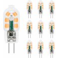 thumbnail image 1 of Bombilla LED G4 2W 12V Blanco Cálido 200LM, Bi Pin G4 Equivalente a Halógeno 10W-20W, G4 LED 12V para Campana/Gabinete/Camping, no regulable, paquete de 10 [Clase de eficiencia energética A+], 1 of 5