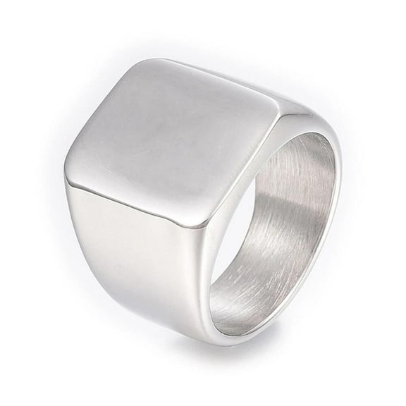 316 Stainless Steel Men Wide Band Ring Rectangle Z695