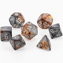 Chessex Gemini Copper-Steel & White 7-Piece Polyhedral Dice Set – CHX26424 for Dungeons & Dragons and Tabletop RPGs