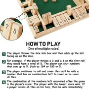 1-4 Players Shut The Box Dice Game,10 Numbers Traditional Wooden Pub Bar Board Family Game Dice for and Adults