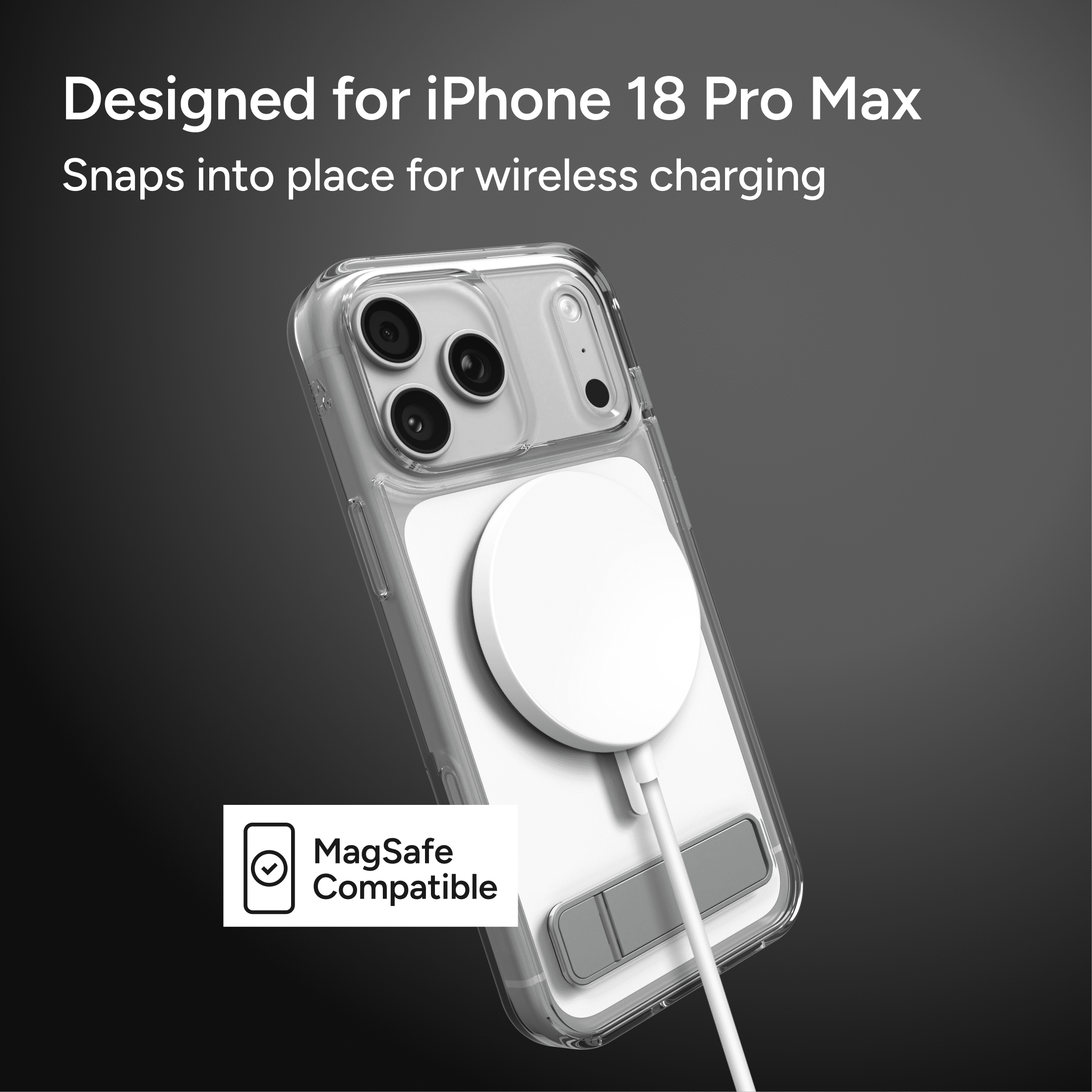 ZAGG Clear Snap with Kickstand - Apple iPhone 18 Pro Max & 17 Pro Max Clear Case with MagSafe and Built-In Kickstand