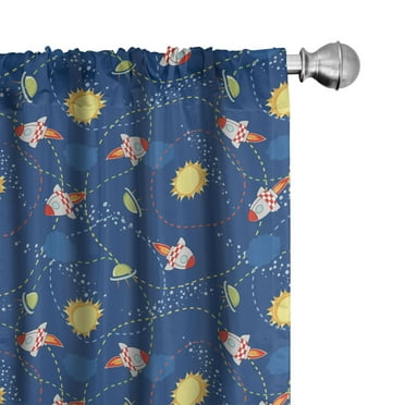 Ambesonne Space Curtains, Little Cartoon Rocket, Pair of 28"x63", Multicolor