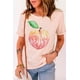 thumbnail image 2 of ABPHQTO Camiseta de manga corta con estampado gráfico de letras de melocotón rosa para mujer, 2 of 5