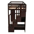 thumbnail image 5 of Twin Wood Loft Bed with Storage Drawers, Stairs and Guard Rail, Loft Bed with Shelves, Loft Bed for Teenagers, Multiple Functions Bed(Espresso), 5 of 8