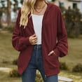thumbnail image 2 of ZQGJB Long Sleeve Full Zip up Jackets for Women Trendy Solid Color Open Front Cardigan Sweater Tops Loose Oversized Comfy Knitted Pullover Blouse Wine L, 2 of 5