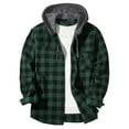 thumbnail image 2 of Mens Buffalo Plaid Hoodie Shirt Casual Button Down Plaid Jacket Shirts Fall Fashion Stylish Long Sleeve Shirts with Pocket Green 2XL, 2 of 4