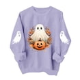 thumbnail image 2 of Tusihei Women Halloween Long Sleeve Cute Graphic Casual Pullover Tops Sweater Fall Winter Outfits, Purple M, 2 of 5