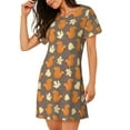 thumbnail image 2 of Naloa Squirrel And Maple Leaves Print Women Nightgowns,Womens Loungewear,Short Sleeve Sleepwear,Comfy Ladies Nightdress, 2 of 6