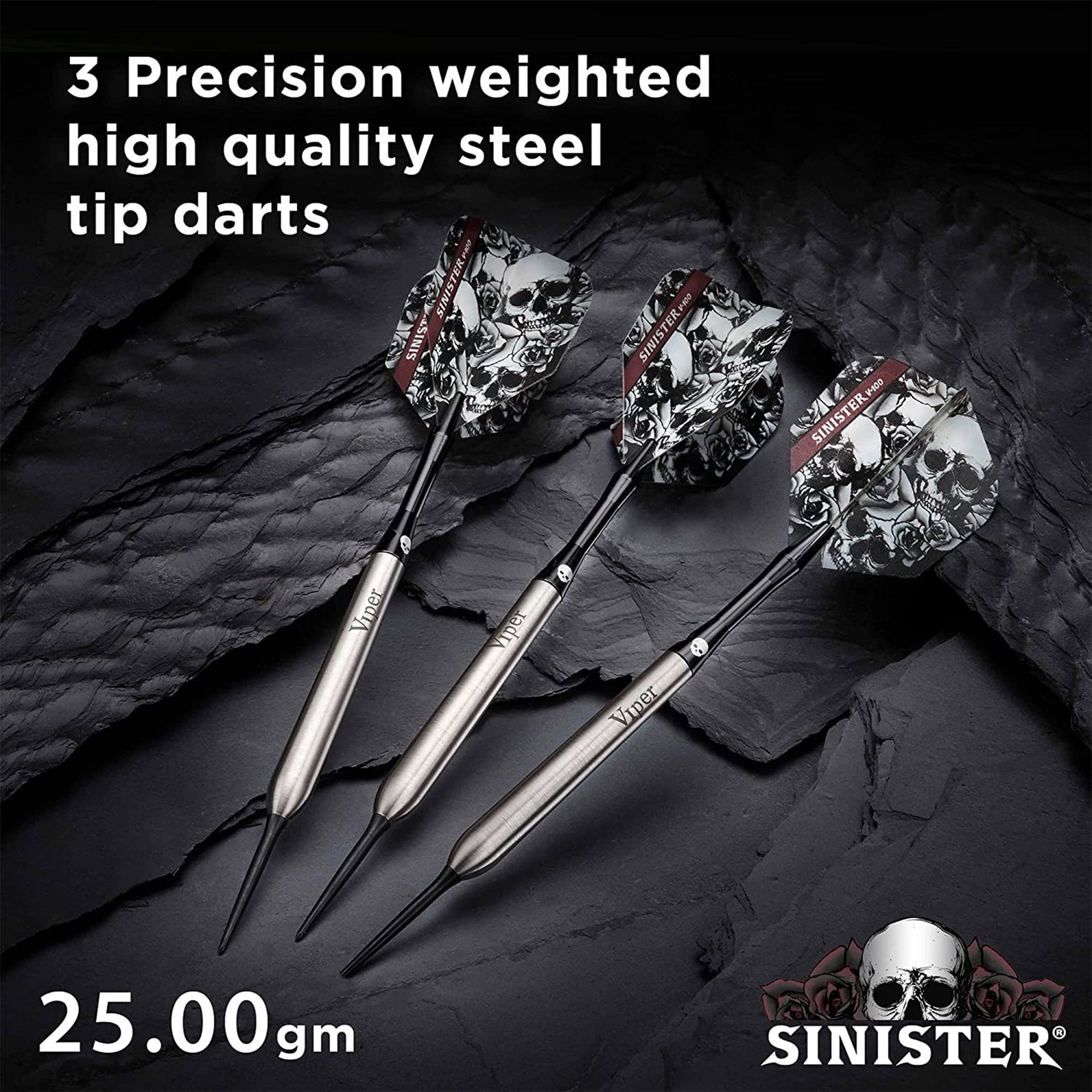 Viper Sinister 95% Tungsten Professional Steel Tip Dart Set, 25 Grams