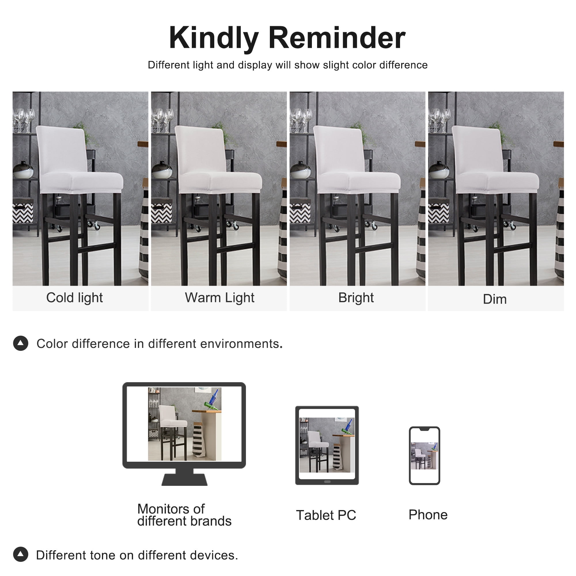 Unique Bargains Bar Stool Covers Counter Height Side Chair Slipcover Silver Grey 4 Pcs
