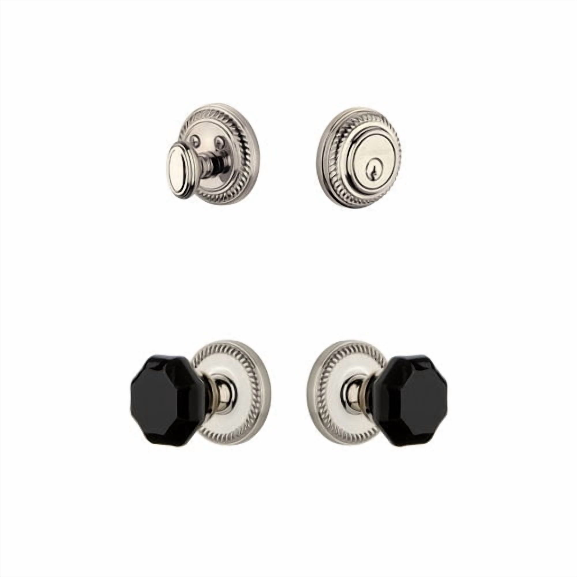 Grandeur Newport Rosette Single Cylinder Knob Combo Pack with Lyon Knob and matching Deadbolt