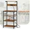 SUPERJARE Bakers Rack with Power Outlet, Kitchen Coffee Bar Table, Wood