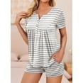 thumbnail image 5 of Avidlove Women Maternity Nursing Pajama Set Breastfeeding Sleepwear Set Double Layer Short Sleeve Top and Shorts Set Pregnancy Pjs Set, 5 of 6