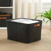 Mainstays Large Felt Storage Basket with Handles, Gray, 16.5 x 14 x 10.5