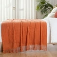 thumbnail image 2 of Burnt Orange Throw Blanket, Decorative Fall Throws with Tassel, Halloween Blanket, 50"x60" Halloween Blanket for Bedroom Sofa Halloween Decor, 2 of 8