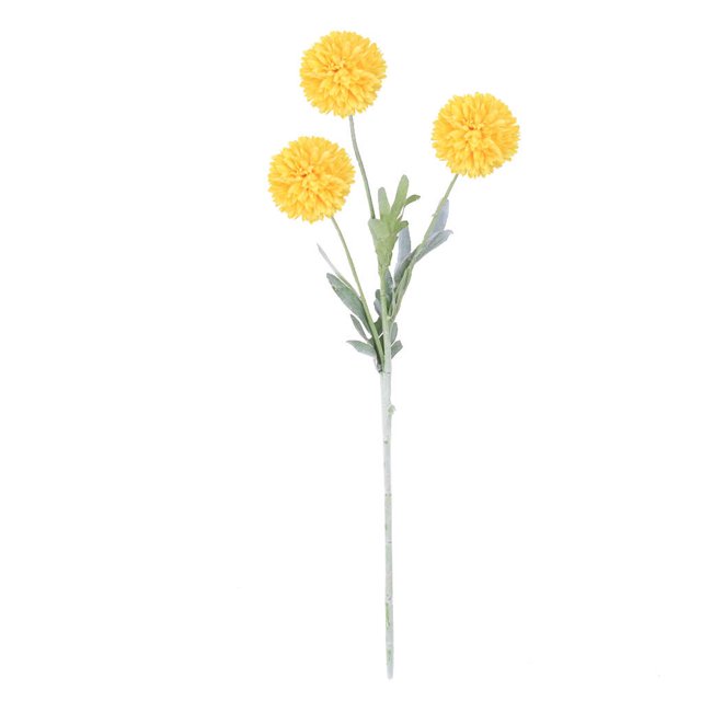 facefd Artificial Chrysanthemum Ball Flower Bouquet Simulation Floral Decor Home Office artificial Flower, Yellow