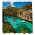 thumbnail image 3 of Ambesonne Nature Shower Curtain, Yacht on Sea Scenic View, 69"Wx75"L, Green Aqua Blue, 3 of 3
