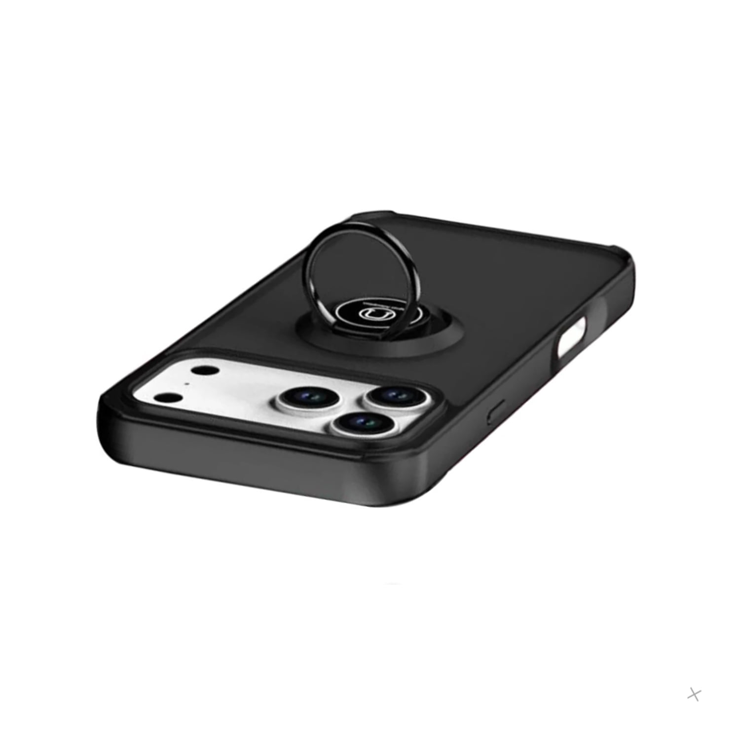 Color Border Shockproof Case with Ring Stand for iPhone 17 Pro Max - Black