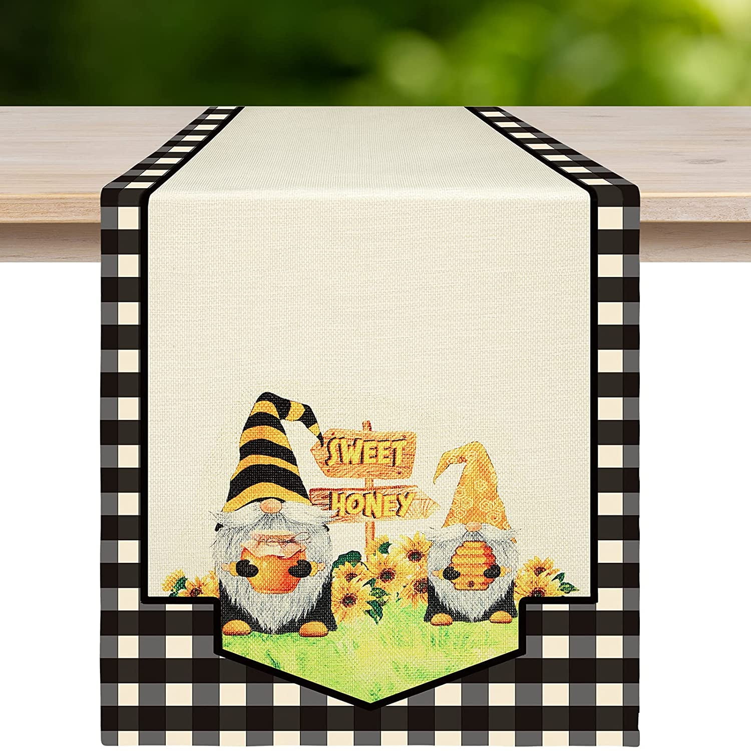 Bee Gnome Table Runners 90 Inches Long Bee Gnome Daisy Vintage Burlap Texture Table Runner for Family Dinner/Wedding/Outdoor Indoor Party Cotton-Polyester Blend Dresser Scarf Table Decorations Bee Gnome Table Runners 90 Inches Long Bee Gnome Daisy Vintage Burlap Texture Table Runner for Family Dinner/Wedding/Outdoor Indoor Party Cotton-Polyester Blend Dresser Scarf Table Decorations