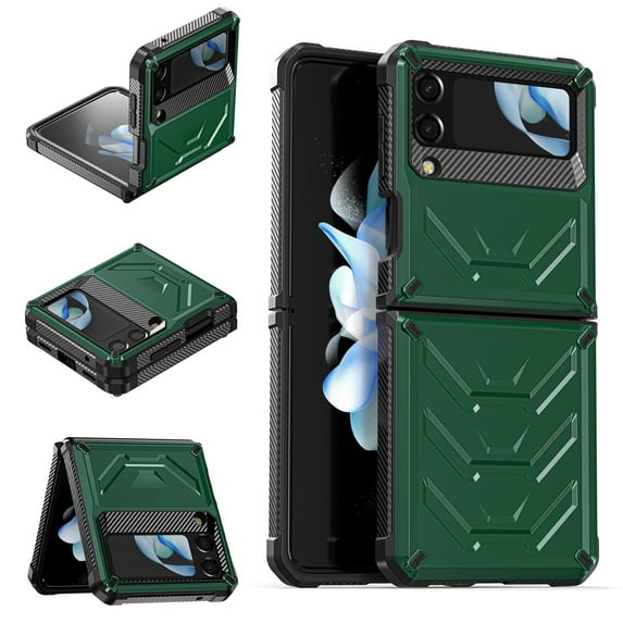 SaniMore for Samsung Galaxy Z Flip 4 6.7" Folding Case, Rugged PC & TPU Bumpers Case with Wireless Charging Military Grade Shockproof Protective Case for Samsung Z Flip 4 Women Men, Armygreen