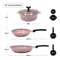thumbnail image 2 of Batería De Cocina Sweet Cherry Con Recubrimiento Antiadherente De Cerámica Y Diseño Marmoleado Color Rosa 4 piezas- Queen Sense, 2 of 7