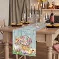 thumbnail image 2 of Table Runners 72 Inches Long Dress Scarves, Happy Easter Farmhouse Kitchen Table Runner, Coffee Tablerunners, Spring Easter Eggs Bunny Floral Teal Wood 14x72 Inch, 2 of 9