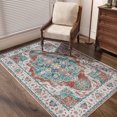 thumbnail image 1 of 1Pc Vintage Distressed Floral Rug - Durable & Easy-Care Perfect For Entryway Kitchen & Beyond - Anti-Slip Fade-Resistant Indoor Mat - Stylish Addition To Bathroom Doormat Be, 1 of 5