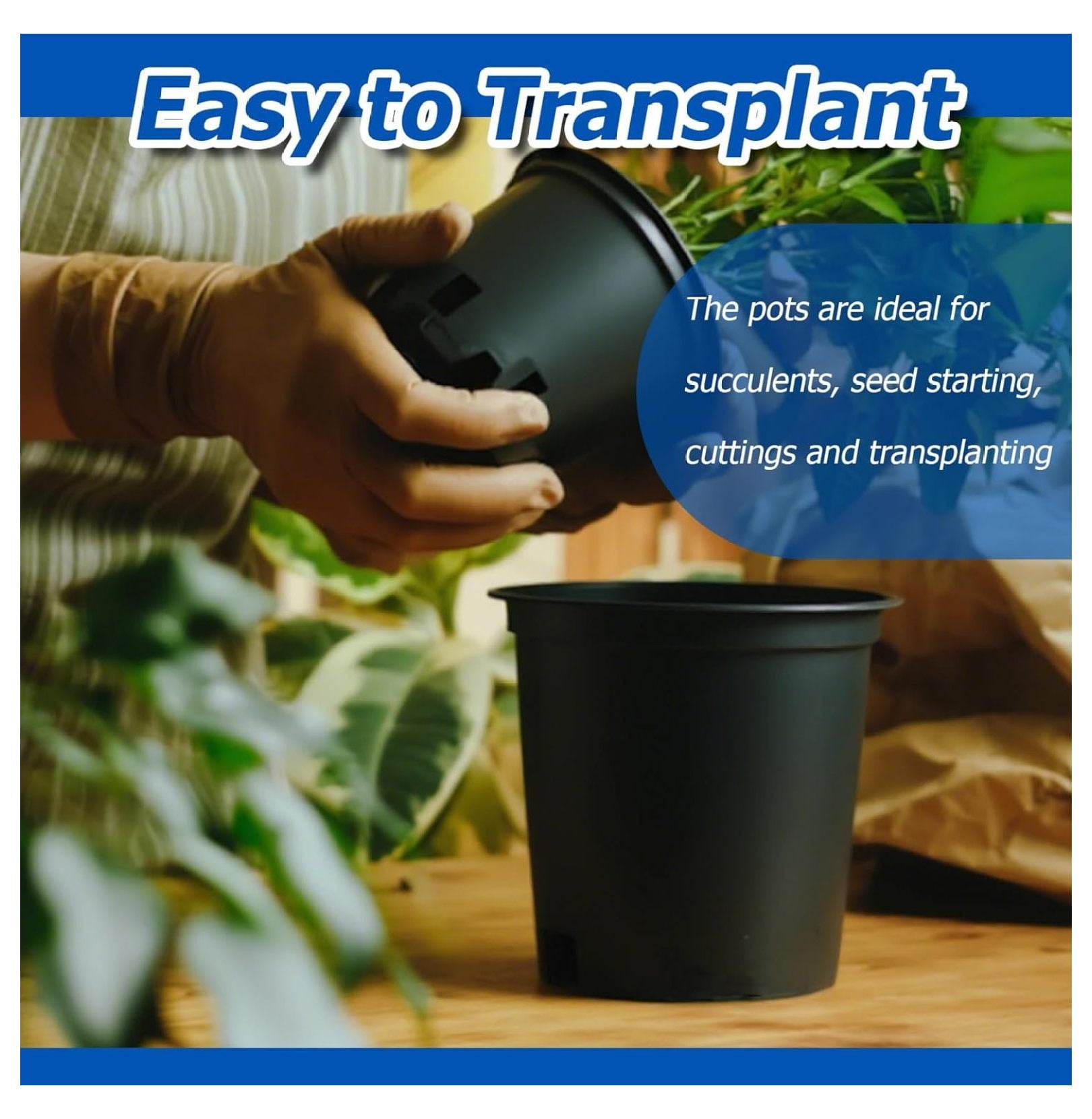 10-Pack 3.6 Gallon Premium Black Pot Plant Container Garden Planter Pots (3.6 Gallon)