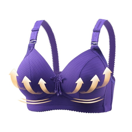 Crunowin Women s Sexy Bra  Push Up Wire Free Comfort Solid Color Adjustable Everyday Underwear Purple S