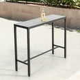 thumbnail image 4 of Wubio Patio Bar Table, Patio Counter Bar Height Table with 3D-Print Tempered Glass Tabletop, Outdoor Iron Rectangular Bar Table, for Patio Poolside Garden, Black, 4 of 10