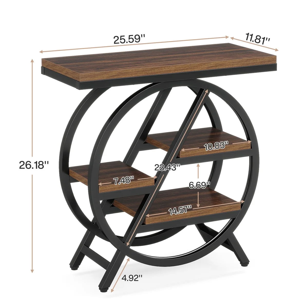 MAYEERTY Industrial End Table, 4-Tier Side Table with Staggered Shelves, Small Snack Table for Living Room, Bedroom, Small Spaces