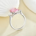 thumbnail image 4 of Emerald-Cut Lab-Created Pink Topaz and Moissanite Solitaire Engagement Ring in 925 Sterling Silver for Women – Elegant, Sparkling, and Timeless, 4 of 6
