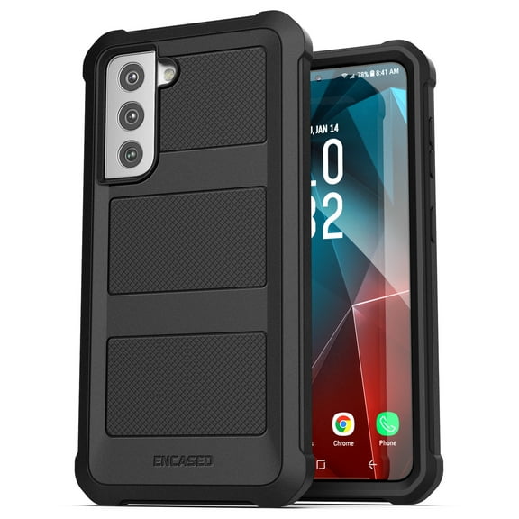 Encased Falcon Designed for Samsung Galaxy S21 Plus Case, Protective Full Body Grip Phone Cover - Black