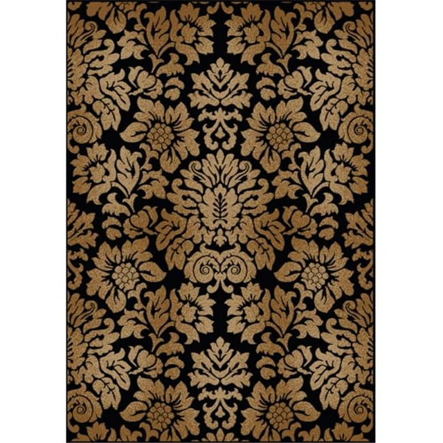 Radici 1747-1311-BLACK Como Rectangular Black Transitional Italy Area Rug, 5 ft. 5 in. W x 7 ft. 7 in. H