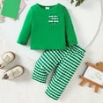thumbnail image 2 of Staki Toddler Girl St Patricks Day Outfit Baby Girl Shamrock Sweatshirt Top Flared Pants Set 2 Piece Spring Clothes Newborn Baby Girl Clothes 0-6M,12-24M,2-3T(Green,18-24 Months), 2 of 8