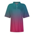 thumbnail image 3 of DENGDENG Short Sleeve Polo Shirts for Women Collared V Neck T Shirts Casual Button Down Tops Loose Fit Comfy Tees Blouse Hot Pink XL, 3 of 4