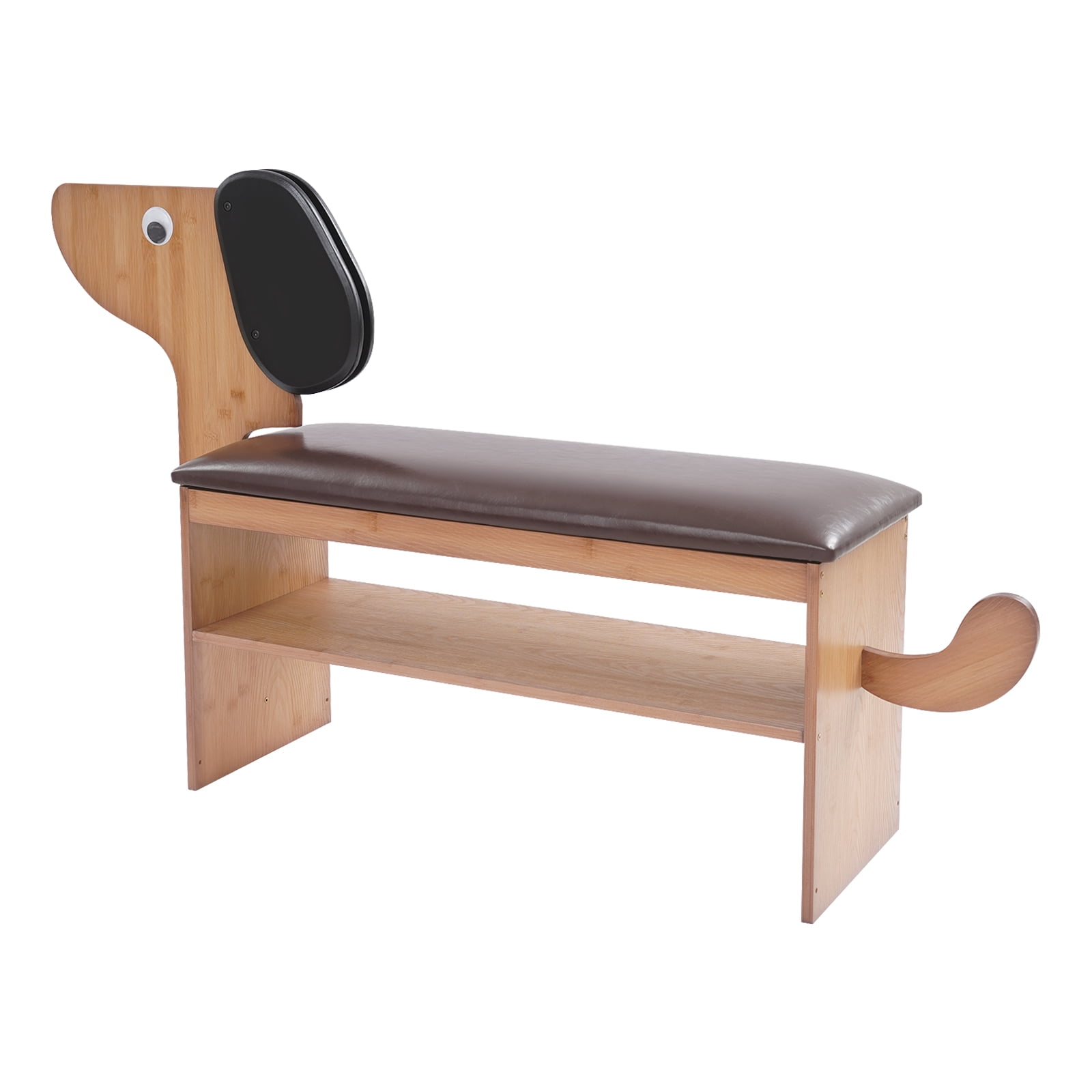 Cute Dog Shoes Rack Bench for Entryway, Shoe Rack Bench with Cushion（Dark Brown）