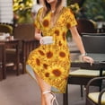 thumbnail image 3 of Naloa Vintage Leopard Print Sunflower Print Womens Summer A-Line Dress with Pockets,Short Sleeve Dresses,Flowy Beach Swing Dress for Vacation Travel, 3 of 6