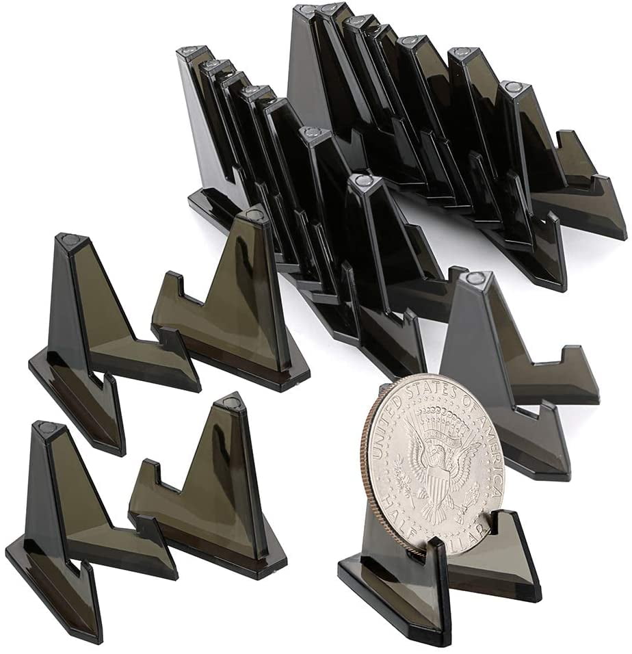 20 Packs Mini Acrylic Easel Stands Black Coin Display Easel Holder for