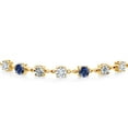 thumbnail image 2 of Gem Stone King 2.71 Ct and E-F Lab Grown Diamond Blue Created Sapphire 18K Yellow Gold Plated Silver Tennis Bracelet for Women (Fully Adjustable up to 9 inch), 2 of 3