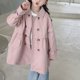 thumbnail image 1 of Cowsor Girls Long Trench Coat Double Breasted Oversized Windproof Classic Lapel Fall Overcoat, 1 of 7