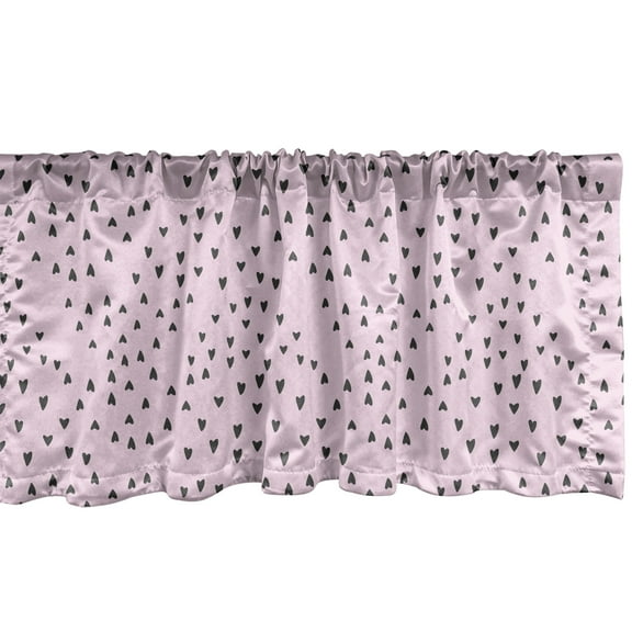 Ambesonne Heart Window Valance, Valentine's Day Theme Motifs, 54" X 12", Pale Pink Dark Taupe