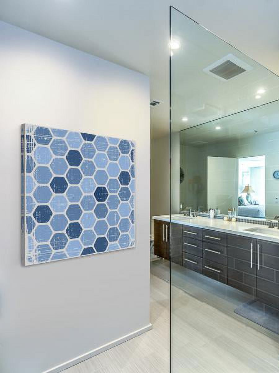"Blue Honeycomb" Painting Print on Wrapped Canvas