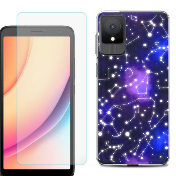 For TCL K11 Phone Case Cover, Shockproof Case with Tempered Glass Screen Protector, by OneToughShield - Constellations