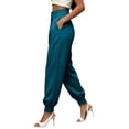 thumbnail image 6 of Women's High Waist Pleated Suit Jogger Pants Tapered Ankle Cuff Dress Trousers Loose Fit Business Casual Work Pants with Pockets Navy, 6 of 6