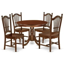 East West Furniture Dining Room Set Mahogany, HLDO5-MAH-W