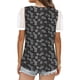 thumbnail image 2 of Gibobby Camiseta Powerblend con Cuello en V Top manga corta con cuello en V encaje informal con estampado moda para mujer(Negro,XL), 2 of 4