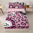 thumbnail image 2 of Homewish Pink Glitter Print Checker Zipper Full Size Comforter Sets with Fitted Sheet and 2 Pillowcases, Bow Skull Billiards Zipper Bedding Set for Women, Pink Reversible, 4-Piece, 2 of 6