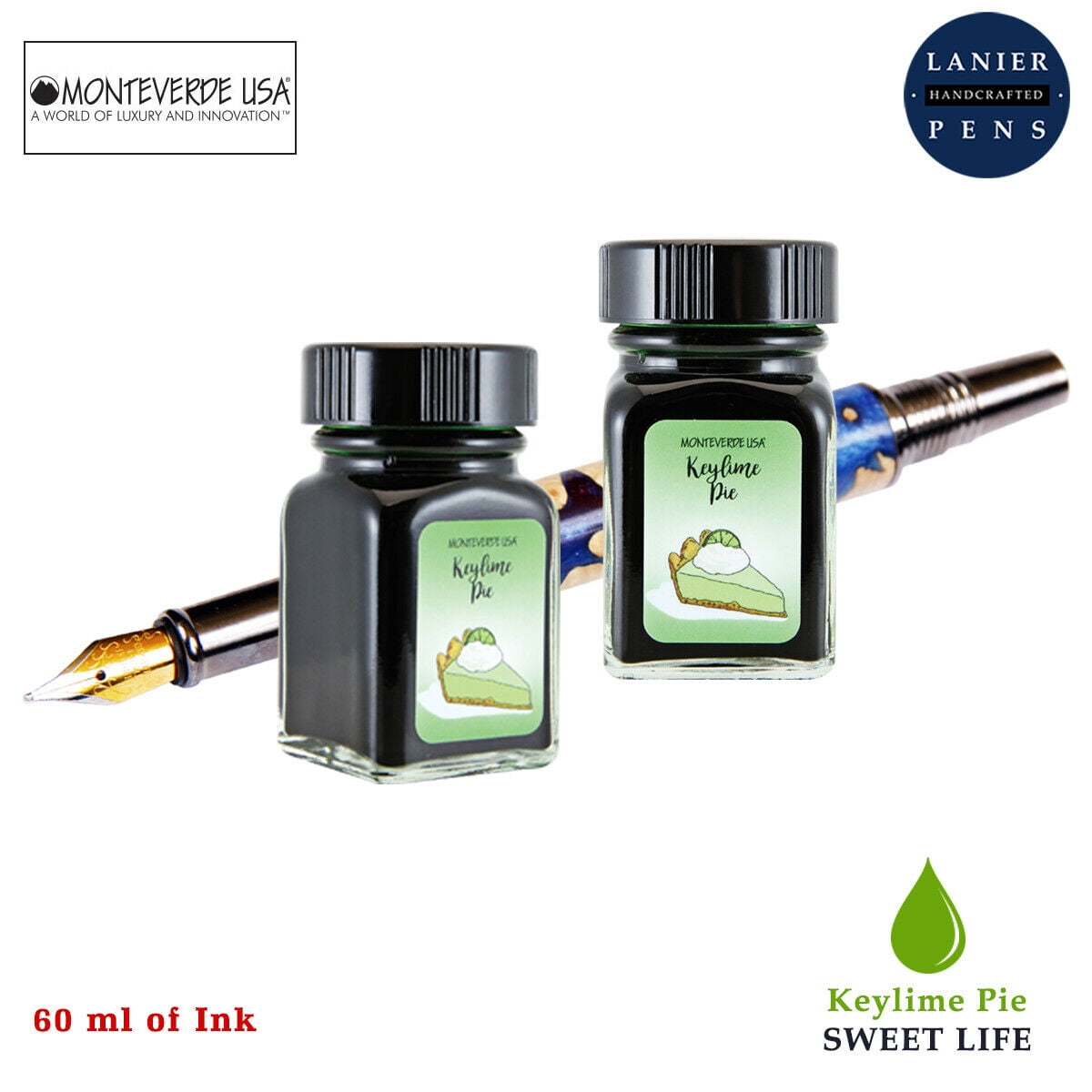 Monteverde 60ml Sweet Life Fountain Pen Ink Bottle (30ml Keylime Pie G309KL Ink Bottle - Pack of 2)