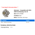 thumbnail image 2 of Alternator - Compatible with 2005 - 2008 Ford Mustang 4.0L V6 2006 2007, 2 of 2
